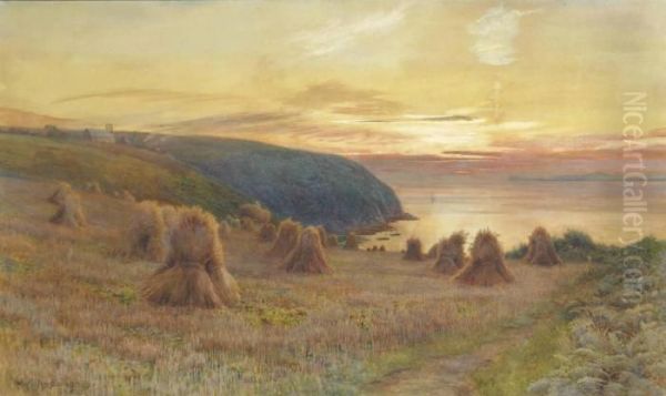 Sunset, St. Austell's Bay, Cornwall Oil Painting by Walter Follen Bishop