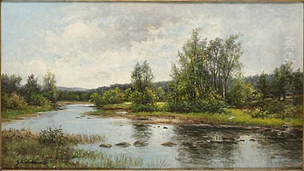 Sommarlandskap Oil Painting by Johan Severin Nilsson