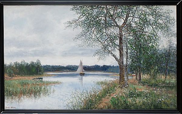 Motiv Fran Waddo Kanal Oil Painting by Johan Severin Nilsson