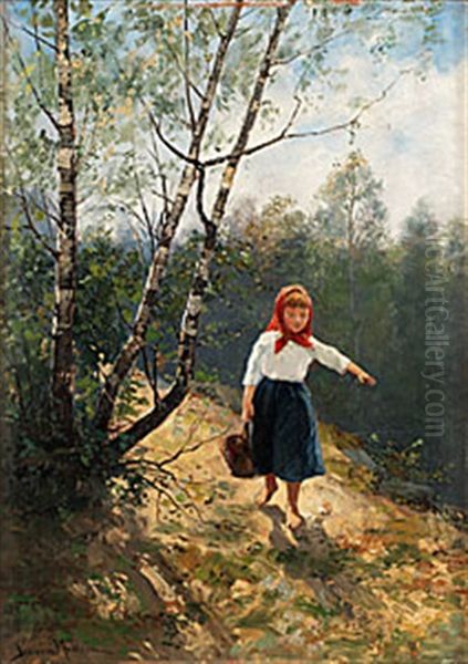 Vattenhamterskan Oil Painting by Johan Severin Nilsson