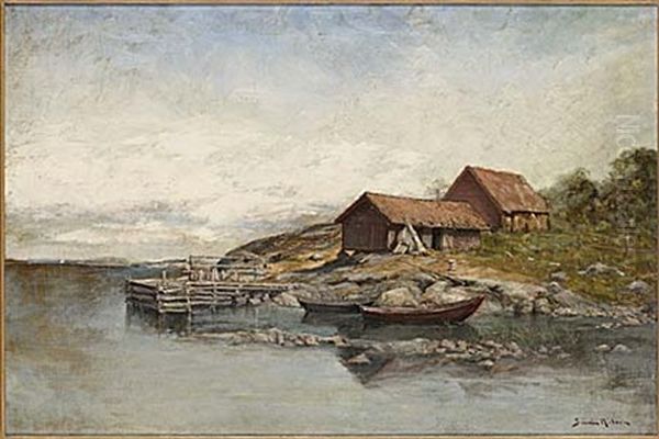 Fiskebodar Oil Painting by Johan Severin Nilsson