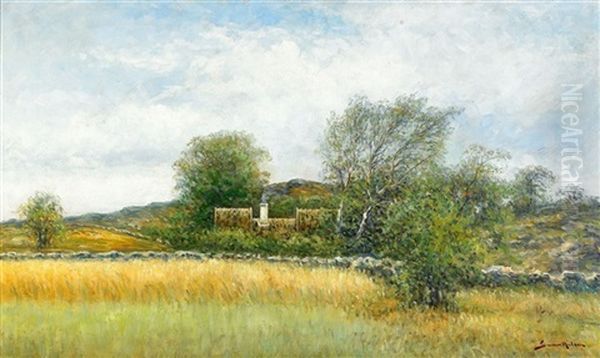 Sommarlandskap Med Gard - Halland Oil Painting by Johan Severin Nilsson