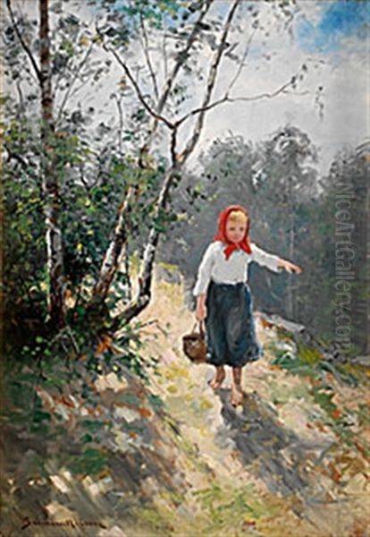 Den Lilla Vattenbarerskan Oil Painting by Johan Severin Nilsson