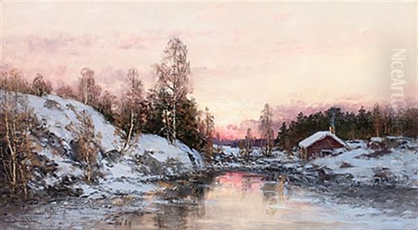 Skymning Oil Painting by Johan Severin Nilsson