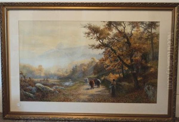 The Morn Of A Golden Day, Conway Valley, North Wales Oil Painting by Walter Follen Bishop