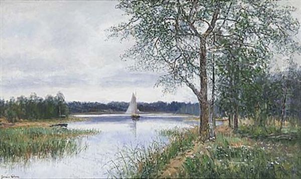 Motiv Fran Waddo Kanal Oil Painting by Johan Severin Nilsson