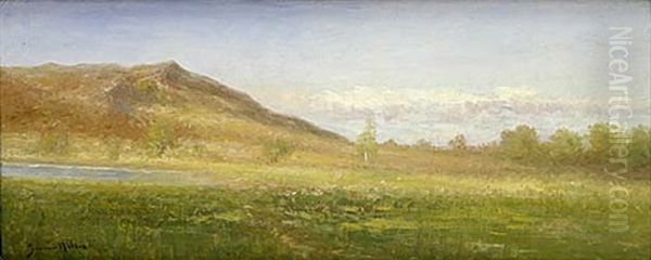 Gronskande Varlandskap Oil Painting by Johan Severin Nilsson