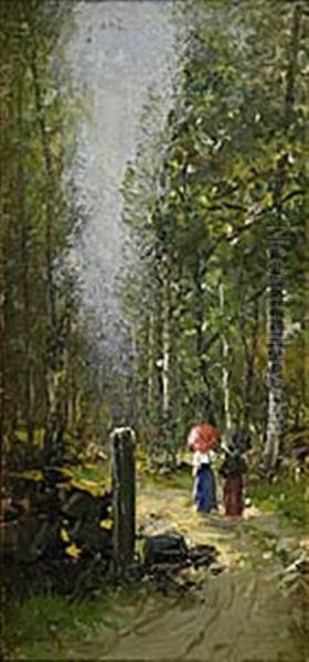 Promenad Oil Painting by Johan Severin Nilsson