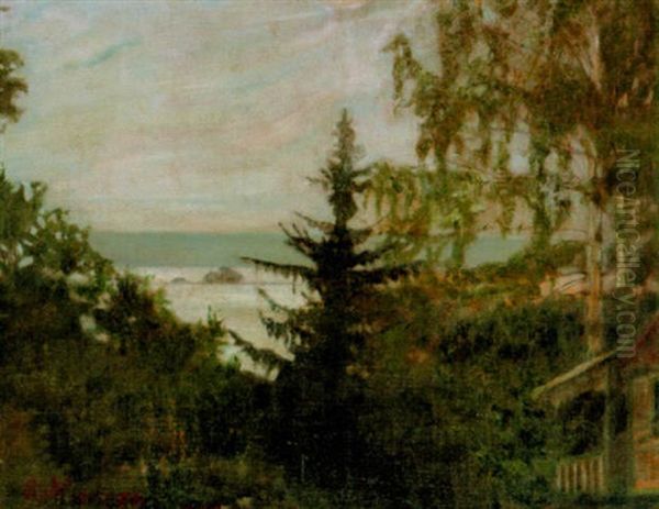 Lake Scene Oil Painting by Johan Severin Nilsson