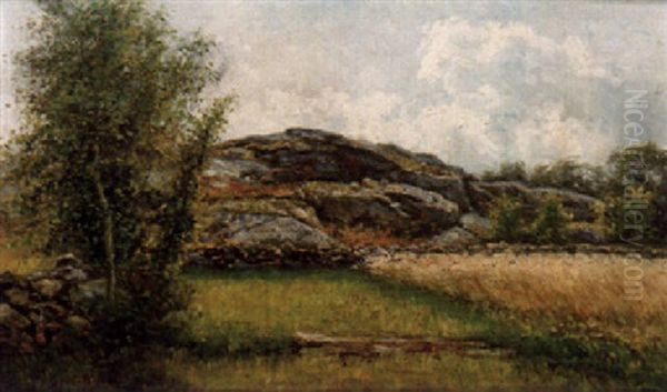 Svenskt Sommarlandskap Med Trad Och Klippor Oil Painting by Johan Severin Nilsson