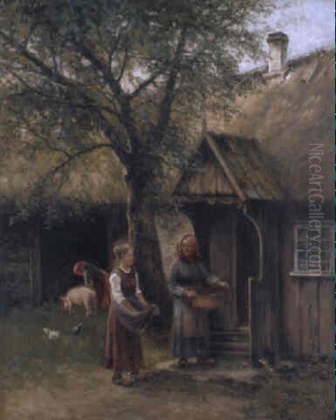 Gardsbild Oil Painting by Johan Severin Nilsson