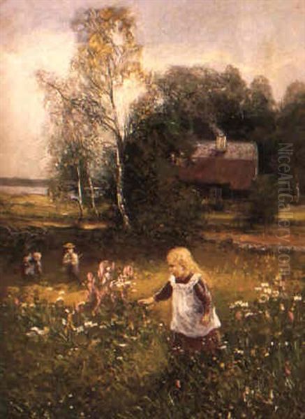 Pa Sommarnoje, Motiv Fran Halland Oil Painting by Johan Severin Nilsson