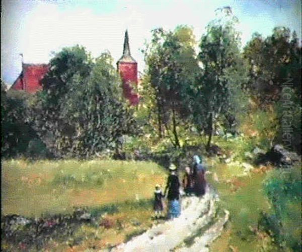 Kyrkstigen Oil Painting by Johan Severin Nilsson