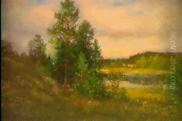 Sommarlandskap Oil Painting by Johan Severin Nilsson