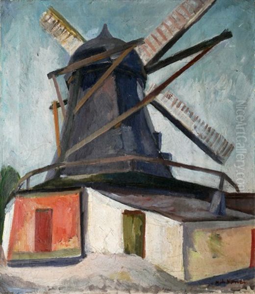 Windmill Oil Painting by Nils Nilsson