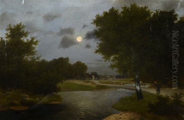 Le Pont Au Clair De Lune Oil Painting by Petr Nilus