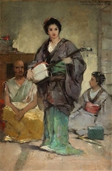 Geisha Oil Painting by Jose Nin Y Tudo