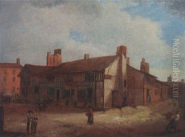 Street Scene (norwich?) Oil Painting by Henry Ninham