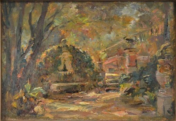 Fontaine Dans Un Jardin Oil Painting by Barthelemy Niollon