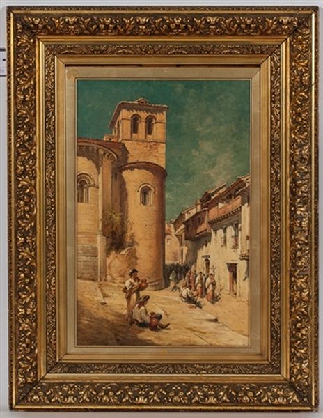 Procession Leaving A Church- Segovia Oil Painting by Pollock Sinclair Nisbet