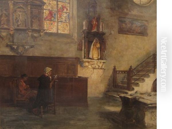 Interior Church Of Jerusalem, Bruges Oil Painting by Pollock Sinclair Nisbet