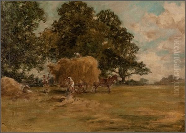 Gathering Hay Oil Painting by Pollock Sinclair Nisbet