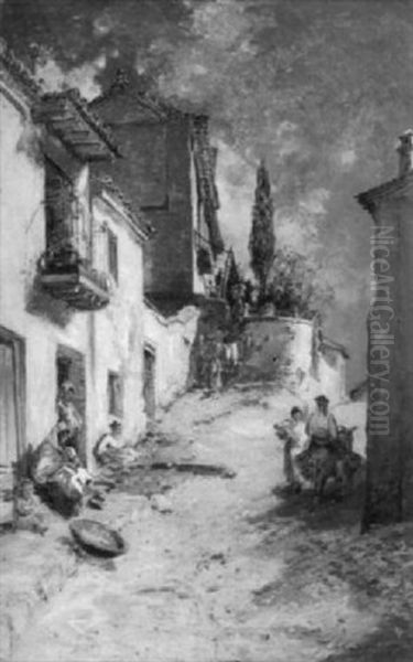 Street Scene, Granada Oil Painting by Pollock Sinclair Nisbet