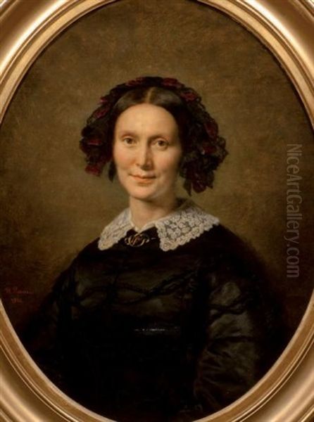 Portrait De Femme A La Robe Noire Oil Painting by Jean Baptiste (Jean Mathieu) Nisen