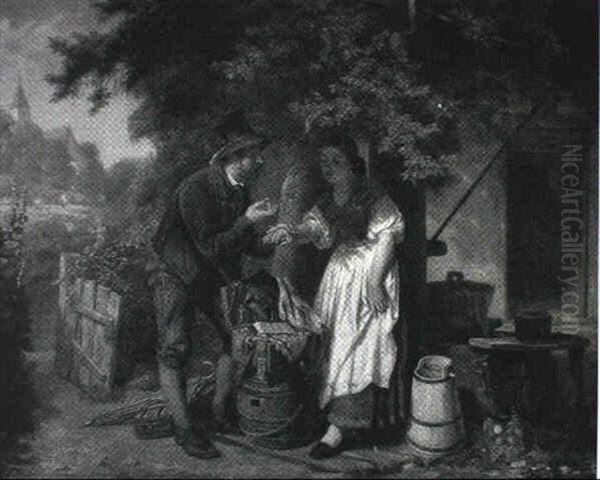 Den Omrejsende Guldsmed Viser En Ung Pige En Ring Oil Painting by Gustav Adolf Niseus