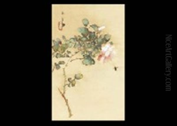 Rose Oil Painting by Genjiro (Goun) Nishimura