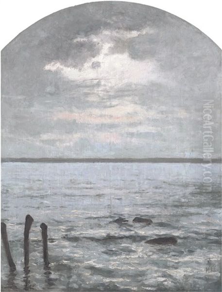 Blick Auf Die See In Der Morgenrote Oil Painting by Thorvald Simeon Niss