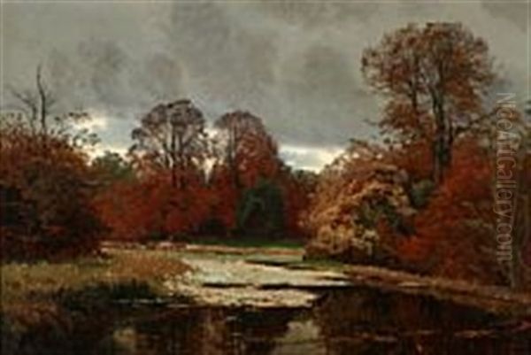 Autumn Day At A Forest Lake Oil Painting by Thorvald Simeon Niss