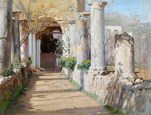 Pergola Pa Capri. Solskin. (pergola In Capri. Sunshine) Oil Painting by Thorvald Simeon Niss