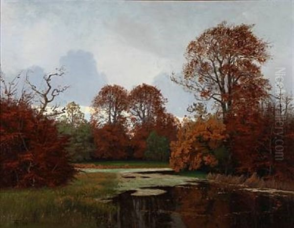 Forest Lake Oil Painting by Thorvald Simeon Niss