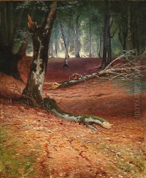 Autumn Forest Scene Oil Painting by Thorvald Simeon Niss