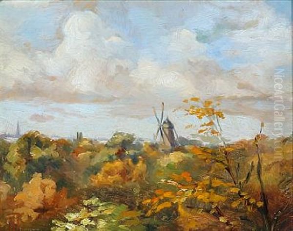 Landscape With Copenhagen In The Background Oil Painting by Thorvald Simeon Niss