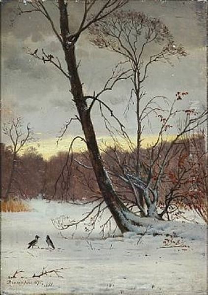 Winter Day In The Woods Oil Painting by Thorvald Simeon Niss