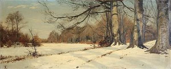 Winter Day In A Forest Oil Painting by Thorvald Simeon Niss