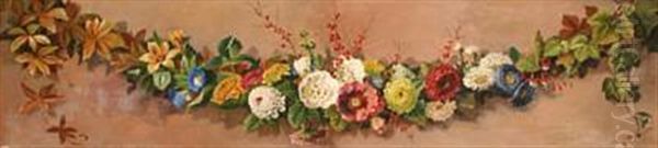 Floral Garland Oil Painting by Thorvald Simeon Niss