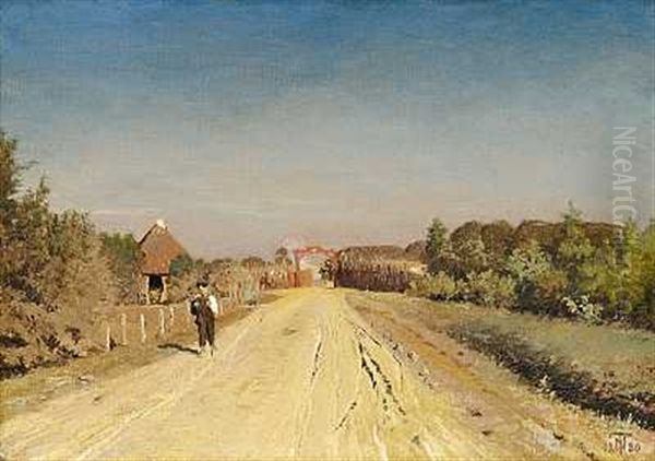 Indgang Til Dyrehaven Ved Springforbi En Sommerdag Oil Painting by Thorvald Simeon Niss