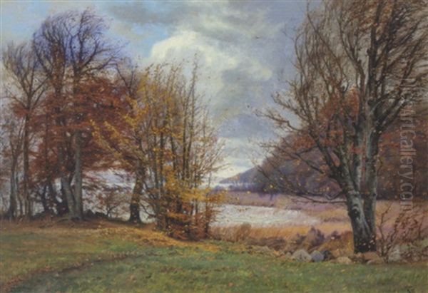 Efteraarsdag Ved Furesoen Oil Painting by Thorvald Simeon Niss