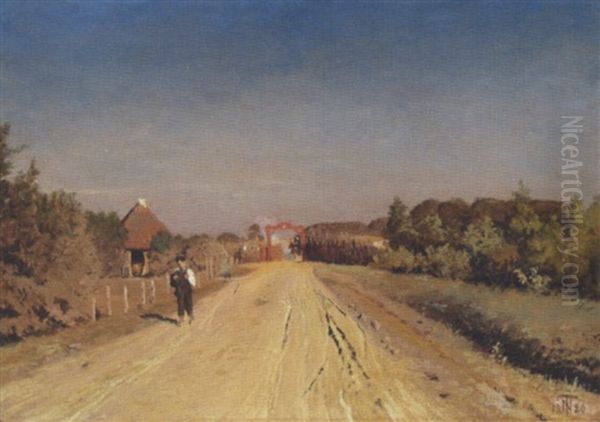 Indgang Til Dyrehaven Ved Springforbi En Sommerdag Oil Painting by Thorvald Simeon Niss