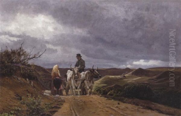 Okesekaerre Pa Den Jyske Hede Oil Painting by Thorvald Simeon Niss