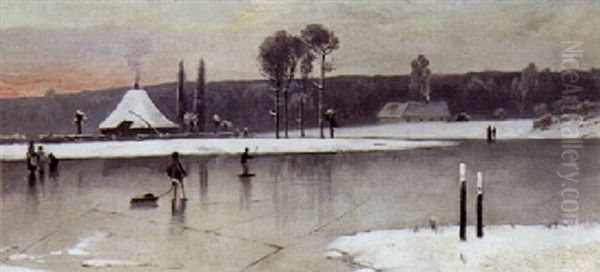 Born Der Leger Pa En Tilfrosen So Oil Painting by Thorvald Simeon Niss