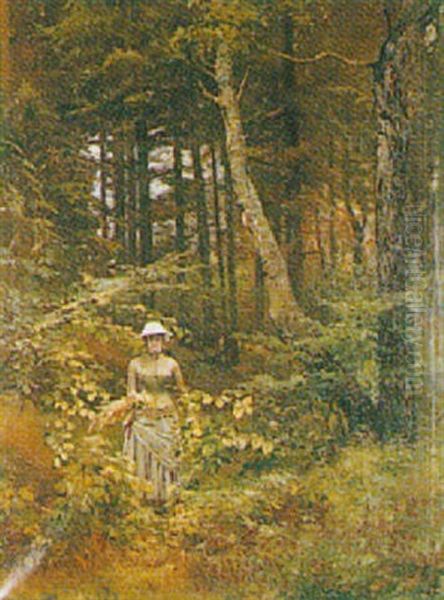 Gathering Wild Flowers Oil Painting by Thorvald Simeon Niss