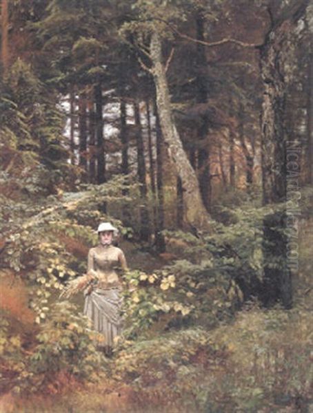 Gathering Wild Flowers Oil Painting by Thorvald Simeon Niss