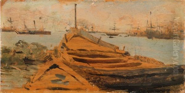 La Barque, Circa 1866 Oil Painting by Giuseppe de Nittis