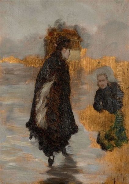 Etude De Femmes : Esquisse Preparatoire Pour Les Parisiennes Sur La Place De La Concorde Oil Painting by Giuseppe de Nittis