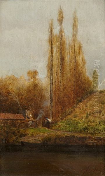 Maison Au Bord De L'eau Oil Painting by Giuseppe de Nittis