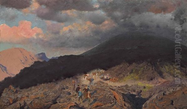 The Eruption Of Vesuvius Oil Painting by Giuseppe de Nittis